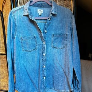 J Crew Chambray Button Up with Front Pockets